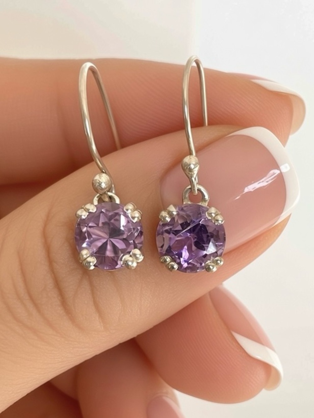 925 Sterling Silver Amethyst Dangle Earrings! VIBES “Spring&summer”